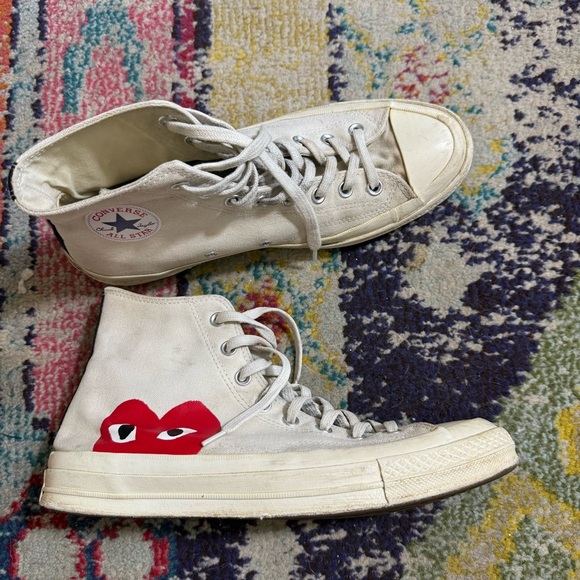 Converse Comme Des Garcons Play Hi White Canvas 70s Men's 10 - Picture 2 of 6